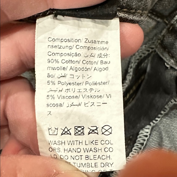 Teen Dark Gray Wide Leg Cargo Jeans Star Print XS - Picture 8 of 15